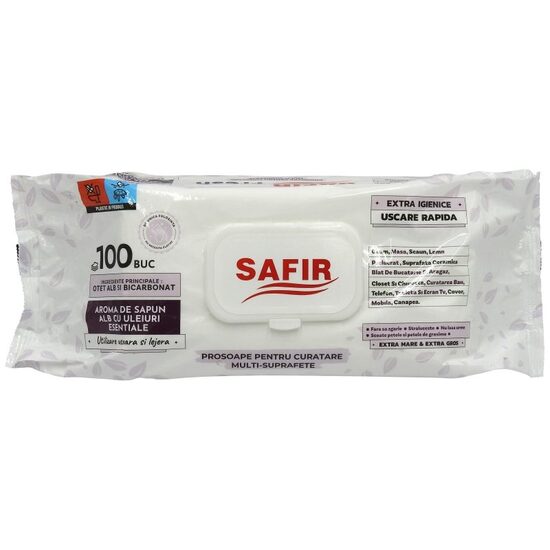 Servetele Umede pentru Curatenie, Safir, Multi Suprafete, Fresh, 100 buc
