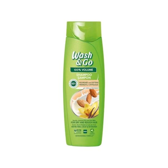 Sampon cu vanilie si ulei de migdale pentru parul uscat si deteriorat, Wash & Go, 360 ml
