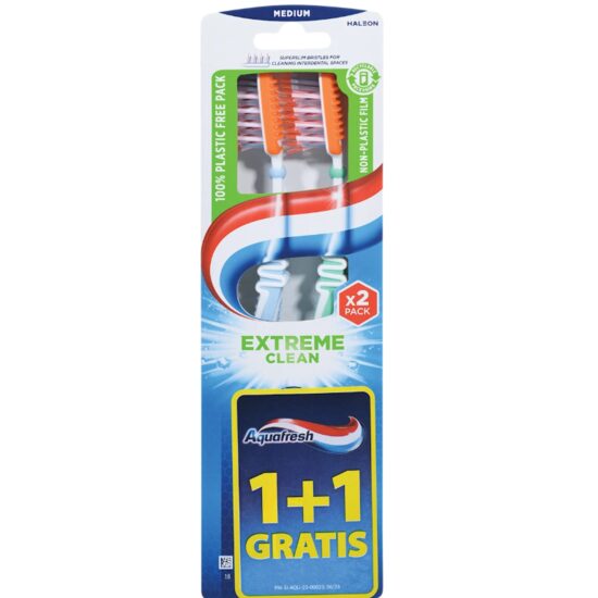 Aquafresh Periuță dinti Extreme Clean Medium Twin, 2 buc