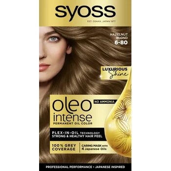 Vopsea de par fara amoniac Color Oleo 6-80 Blond Aluna, 115ml, Syoss