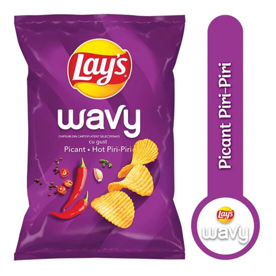 Chipsuri cu gust picant Piri-piri Lay's Wavy, 115 g