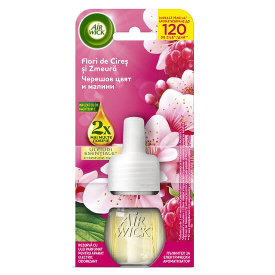 Rezerva odorizant de camera electric Air Wick Flori de Cires si Zmeura, 19ml