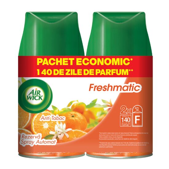 Rezerva odorizant camera Air Wick FreshmaticAntitabac, Duo Pack, 2x250 ml