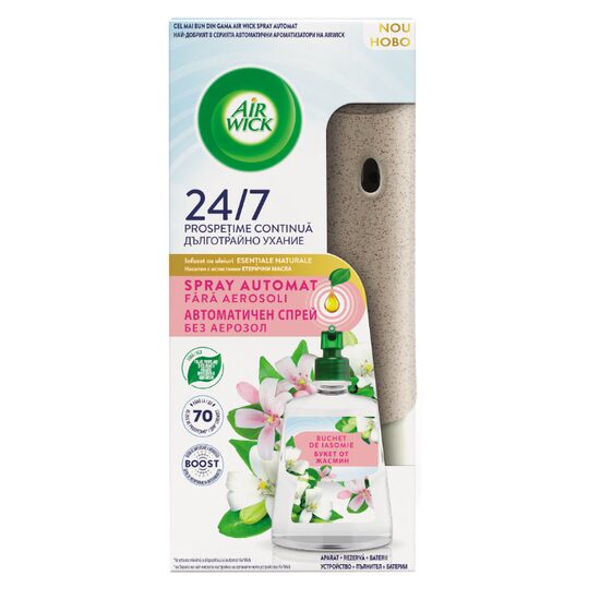 Odorizant de camera kit spray automat fara aerosoli Air Wick, Buchet de Iasomie, 228ml