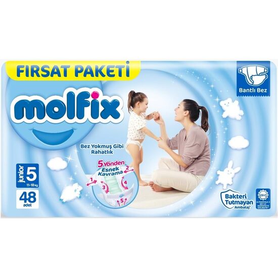 Molfix Scutece Copii Junior Nr. 5, 11–18 kg, 48 buc.