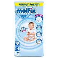 Molfix Scutece Copii Maxi Nr. 4, 7–14 kg, 62 buc.