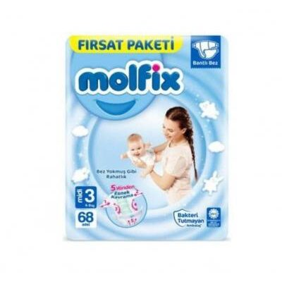 Molfix Scutece Copii Midi Nr. 3, 4–9 kg, 68 buc.