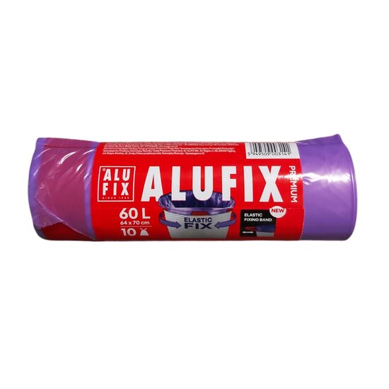 Alufix Saci menaj cu banda elastica fix 60L/10buc, LDPE 64x70cm, mov