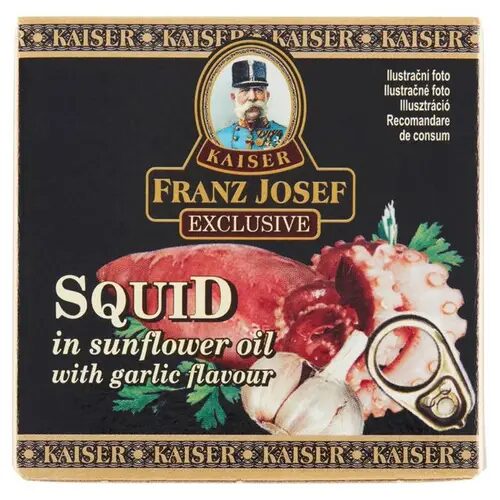 Franz Josef Kaiser Calamar în ulei cu aromă de usturoi 80 g