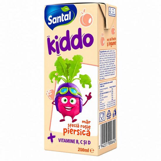 Bautura necarbogazoasa cu piersici si mar Santal Kiddo, 0.2 l