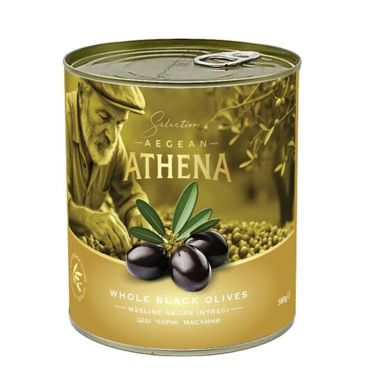 Măsline Negre Întregi Athena 140-180 – 400g