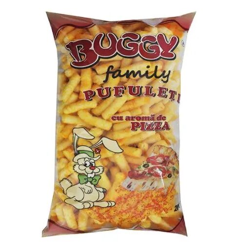 Pufuleți crocanți cu gust de pizza, Buggy Family, 150g