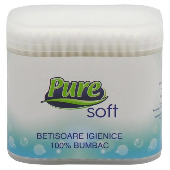 Bețișoare pentru urechi PURE, cu vată din bumbac, 200 buc