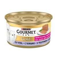 Hrana umeda pentru pisici, Kitten, GOURMET GOLD Junior, cu Vițel, pate, 85 g