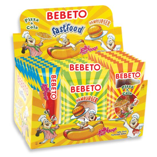 Jeleu gumat cu diverse forme cu aroma de fructe,30 g, Bebeto, 24 buc.
