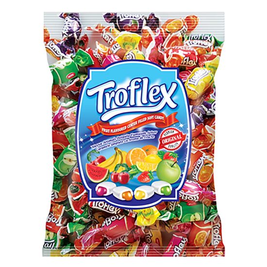 Caramele gumate umplute cu aroma de fructe, 800 g, TROFLEX Paradise