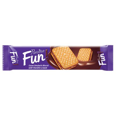 Biscuiți Paradise Fun cu Cremă de Cacao 60 g, 24 buc.