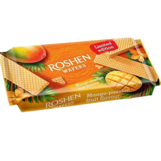Napolitane umplutura aroma mango si fructul pasiunii Roshen, 216g
