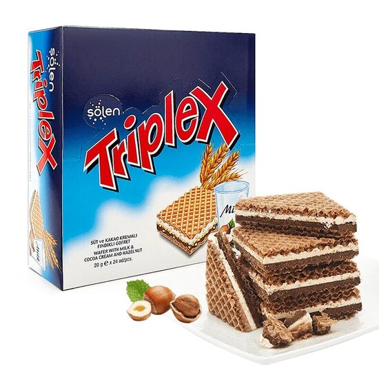 Solen Triplex cu napolitană, cremă de lapte și cacao – 20 g × 24 bucăți
