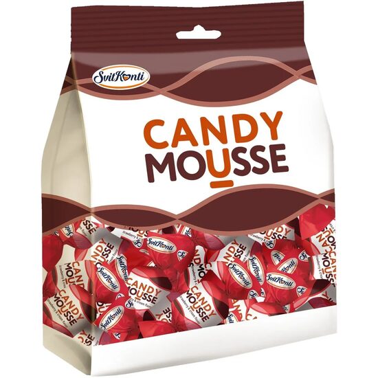 Bomboane cu aroma de capsuni si frisca SvitKonti Candy Mousse Strawberry, 250 g