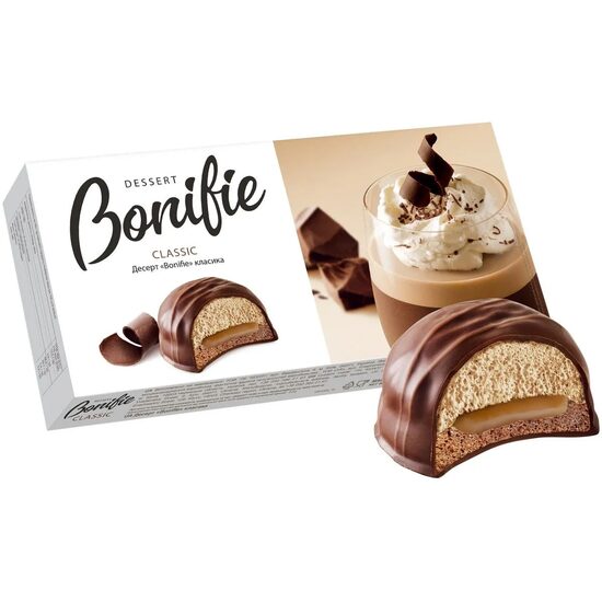 Desert glazurat cu aroma de caramel si cappuccino SvitKonti Bonifie Classic, 232 g