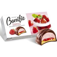 Desert glazurat cu aroma de capsuni si frisca SvitKonti Bonifie, 232 g