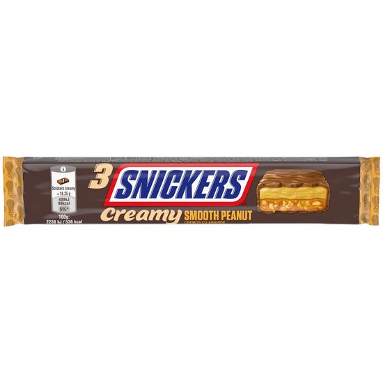 Baton ciocolata pasta arahide si caramel arahide Snickers Creamy Peanut, 54,75g