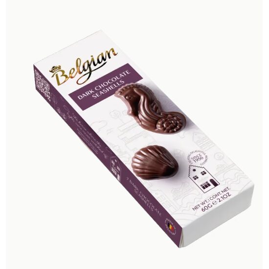 Bomboane de ciocolata amaruie The Belgian în forma de fructe de mare 60g