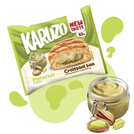 Karuzo Pistachio Cream Croissant – croissant cu cremă de fistic, 82 g