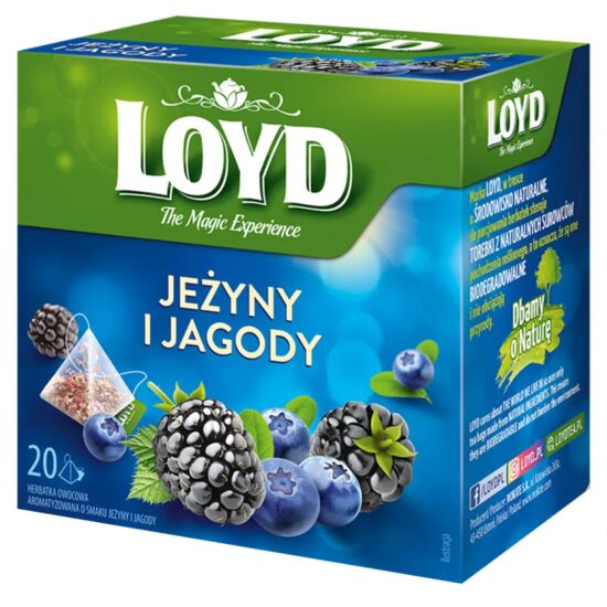 Loyd Blueberry & Blackberry – Ceai de fructe cu afine și mure, 20 plicuri