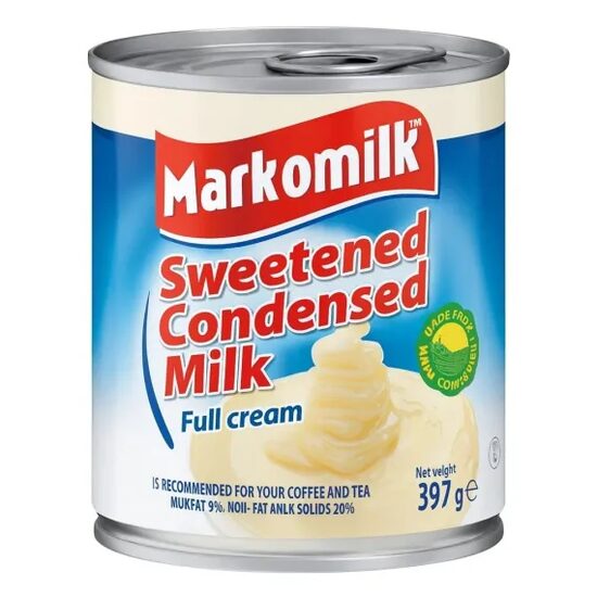 Lapte condensat Markomilk, 8% grasime, indulcit, 397 g