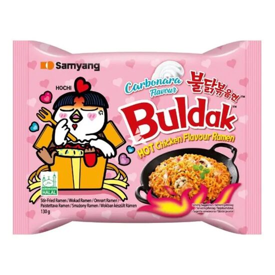 Buldak Hot Chicken Carbonara – Ramen Coreean Picant, 130 g