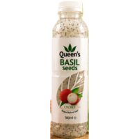 Bautura racoritoare necarbogazoasa QUEEN'S BASIL SEEDS LYCHEE, 0.5L, SGR