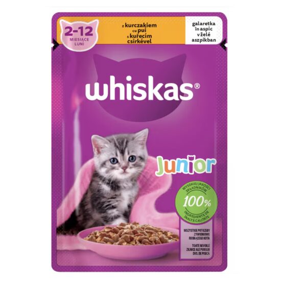 Hrana Umeda Pentru Pisici Whiskas Junior Cu Pui In Aspic 85 g