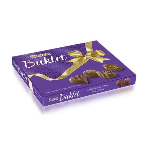 Praline de ciocolata Ülker Buklet Kakolu Krema Dolgulu Sütlü Çikolata, Purple – 200 g