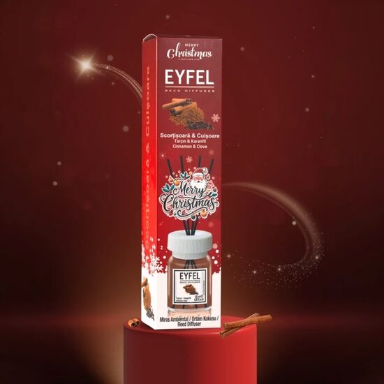 Odorizant de cameră cu bețișoare Eyfel Christmas 120 ml – Scorțișoară și Cuișoare