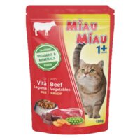 Miau, Miau, hrana umeda pentru pisici, vita&legume in sos, 100 g